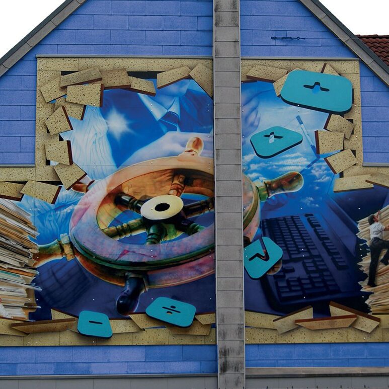 Fassadenmalerei Airbrush Wandbilder Airbrush-Wand