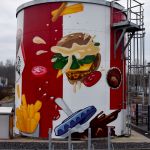 Airbrush, Graffiti auf Wassertank, KFC Neunkirchen, Saarland, Wandmalerei