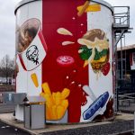Airbrush, Graffiti auf Wassertank, KFC Neunkirchen, Saarland, Wandmalerei